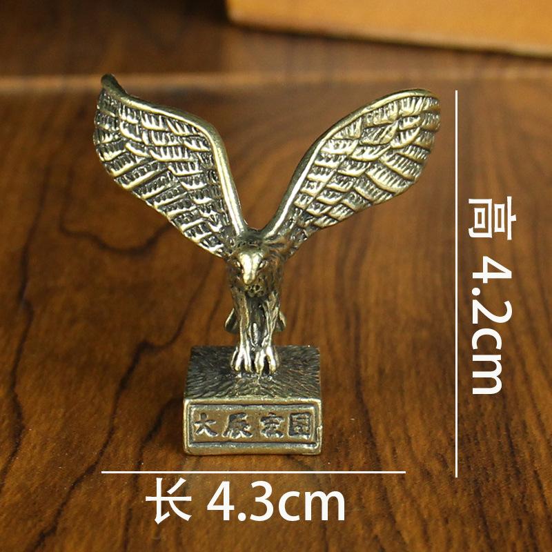 Маленькая фигурка орла с печатью «Большой план» из чистой латуни, украшение для рабочего стола и дома, медная печать с орлом