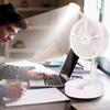 Portable Telescopic Desktop Fan Folding Atomizing Hydrating LED Fan USB Charging