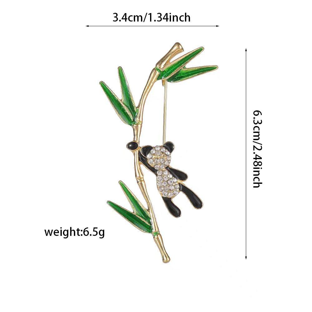 Милая симпатичная панда бамбуковая брошь в виде животного для женщин, ювелирные изделия, модные эмалевые булавки со стразами, украшение на лацкан рубашки, шляпы, подарок на вечеринку