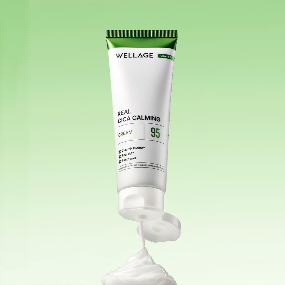 WELLAGE Real Cica Calming 95 Cream Soothing Hydration 50ml Korean Face Moisturizer