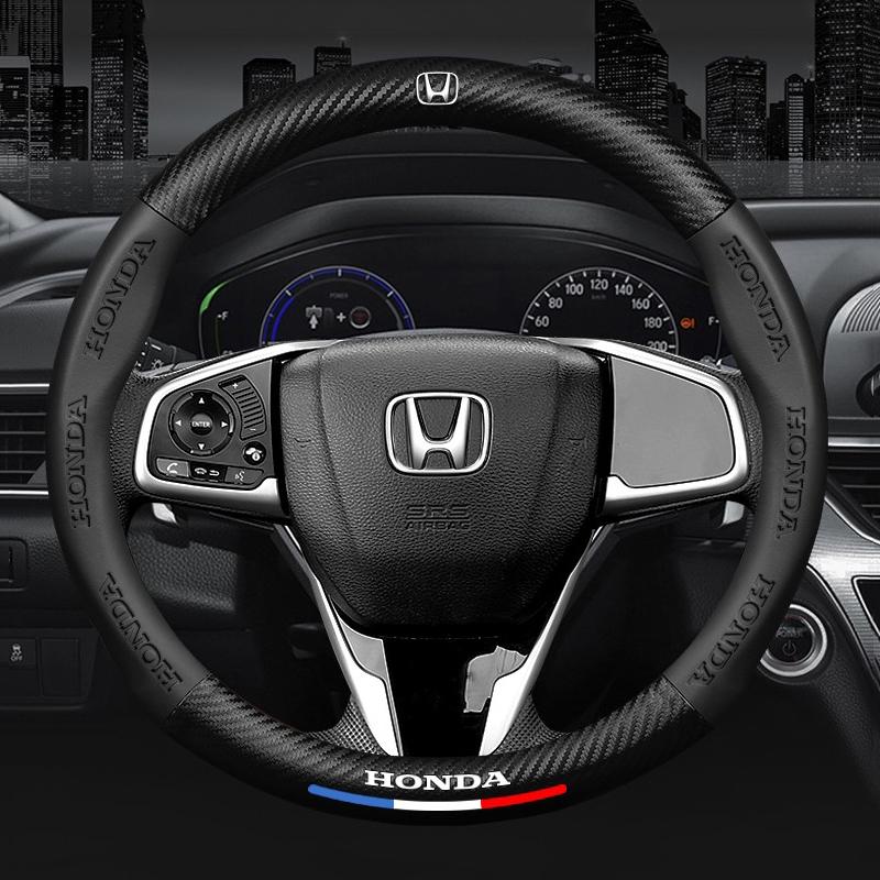 38CM Anti Slip Car Steering Wheel Cover Carbon Fibre Texture For Honda Civic Fit Jazz Accord Pilot CRV Odyssey Passport City HRV