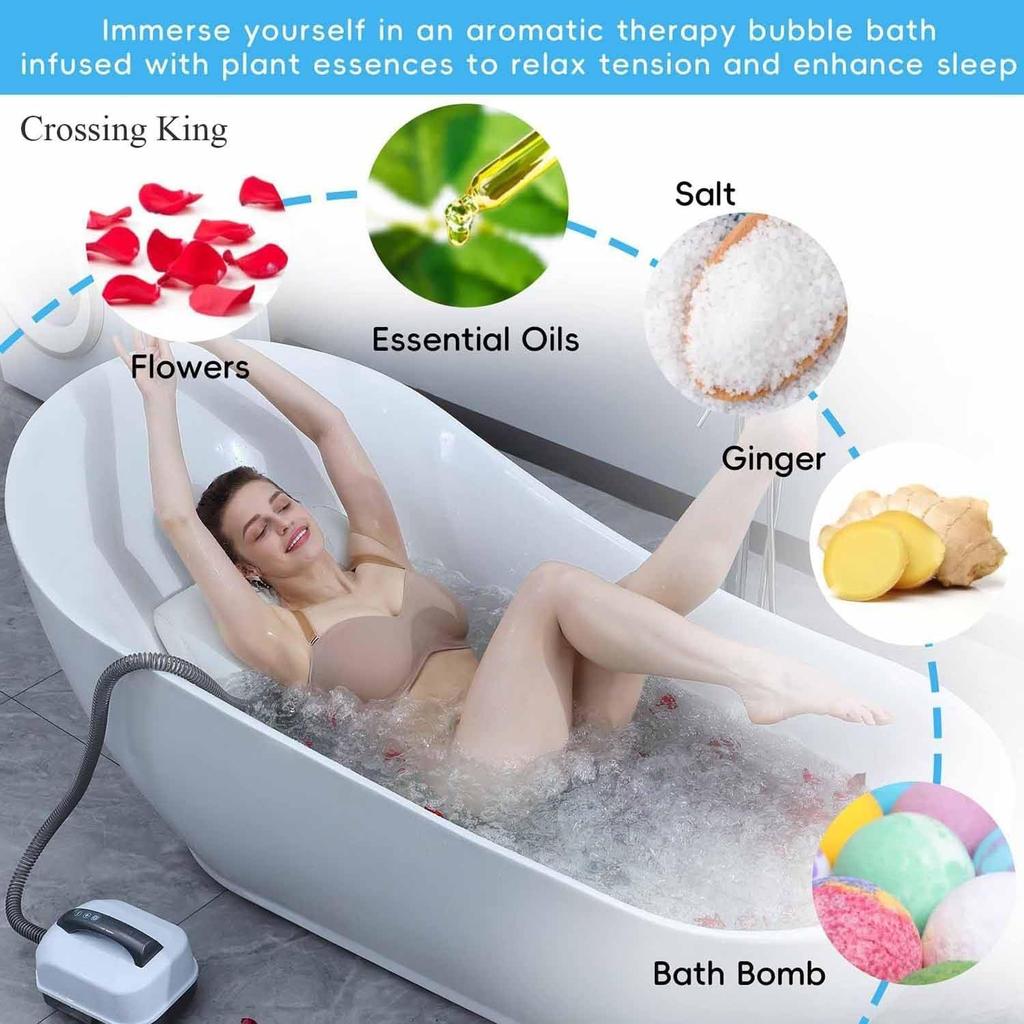 Electric Bathtub Bubble Massager Spa Mat - Adjustable Air Jet System with Remote Control for Ultimate Relaxation (White, 47" X 17")