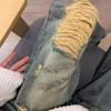 Женские джинсы с широкими штанинами, летние брюки с дырками, с завышенной талией, больших размеров, свободные брюки нищего, в стиле ретро-стритстайл, мешковатые длинные джинсы для женщин