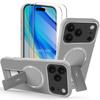 Protective Case - BOOLING - for iPhone 17 Pro Max - with Magnetic Support Circle - Gray - 2 Glasses