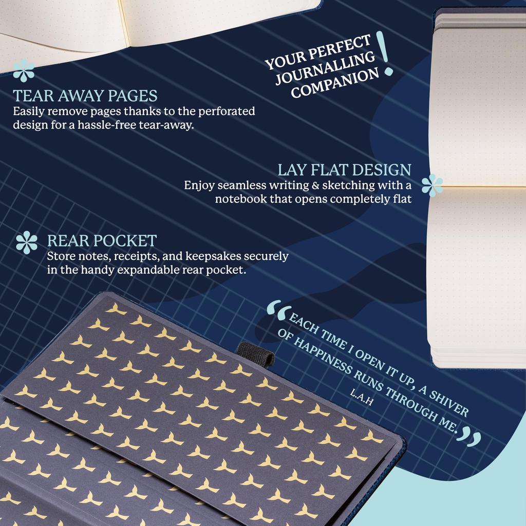 Блокнот Wildlife Blank формата A5 в твердом переплете, кремовая бумага 100 г/м², включает резинку-закладку, блокнот, кит, - - устойчив к чернилам - карман, &