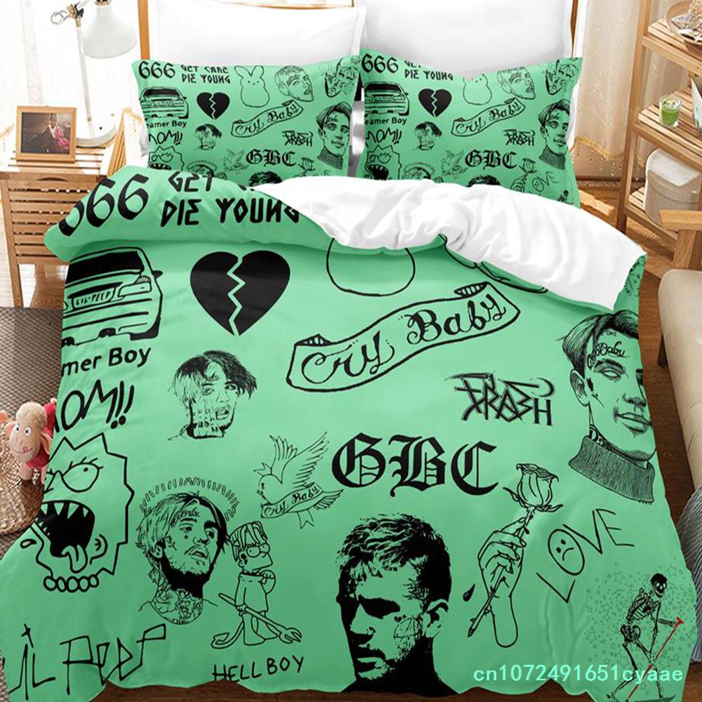 Популярный постельный комплект Lil Peep Односпальный Твин Фул Квин Кинг Размер Постельный комплект Взрослый Детская Спальня Комплекты Пододеяльников Аниме Parure De Lit Кровать