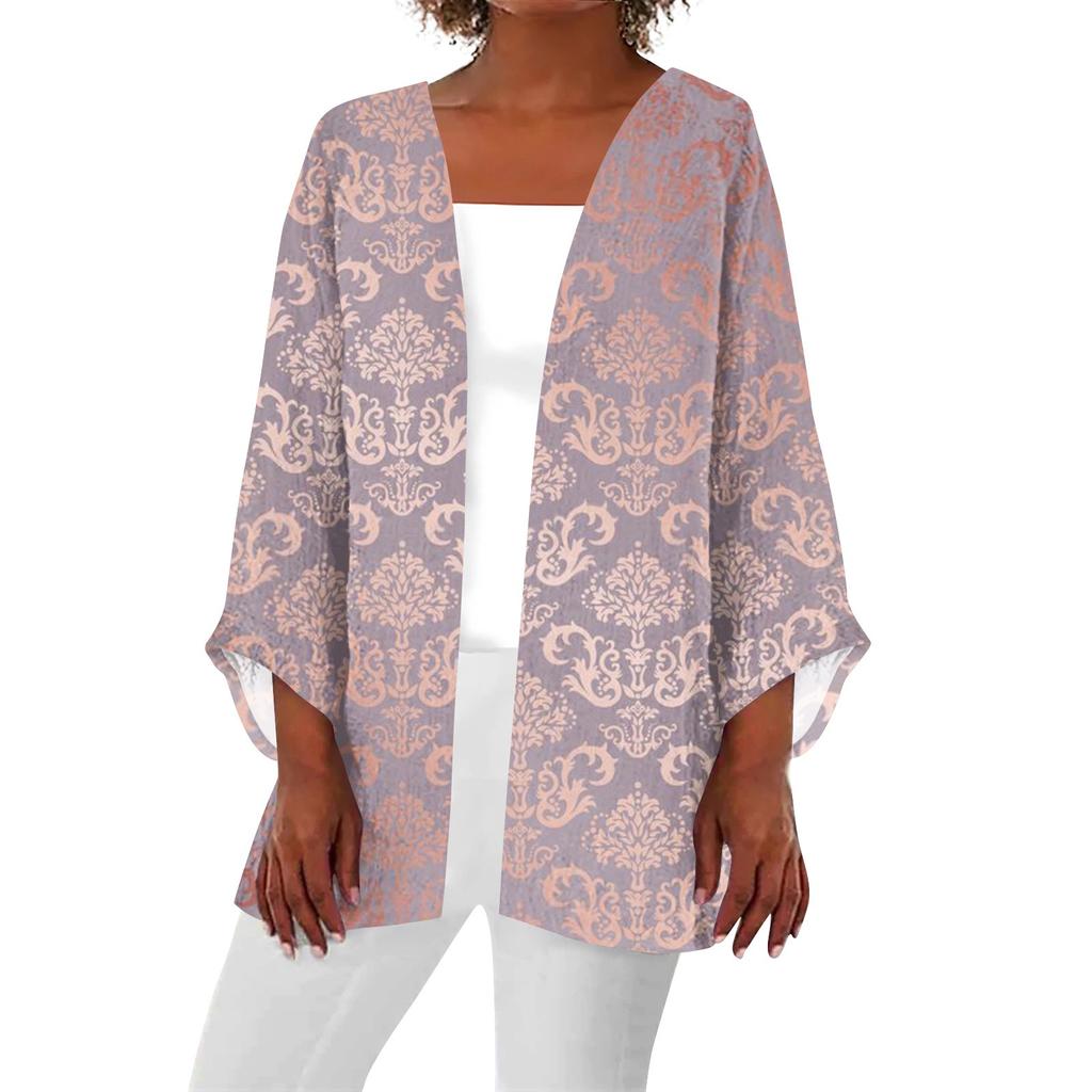 Женская повседневная модная легкая куртка средней длины с принтом в стиле ретро, кардиган