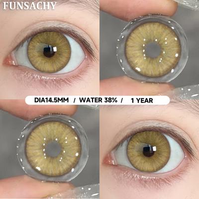 FUNSACHY 1 пара цветных зрачков для глаз, натуральные коричневые контактные линзы, серые цветные линзы, высококачественные контактные линзы для глаз, косметика на год