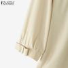 ZANZEA Women Loose Round Neck 3/4 Sleeve Casual Blouse