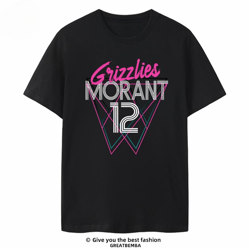 2025 Новая графическая футболка Memphis Grizzly Morant с принтом, мужская и женская футболка с коротким рукавом, высокое качество, уличная одежда Харадзюку