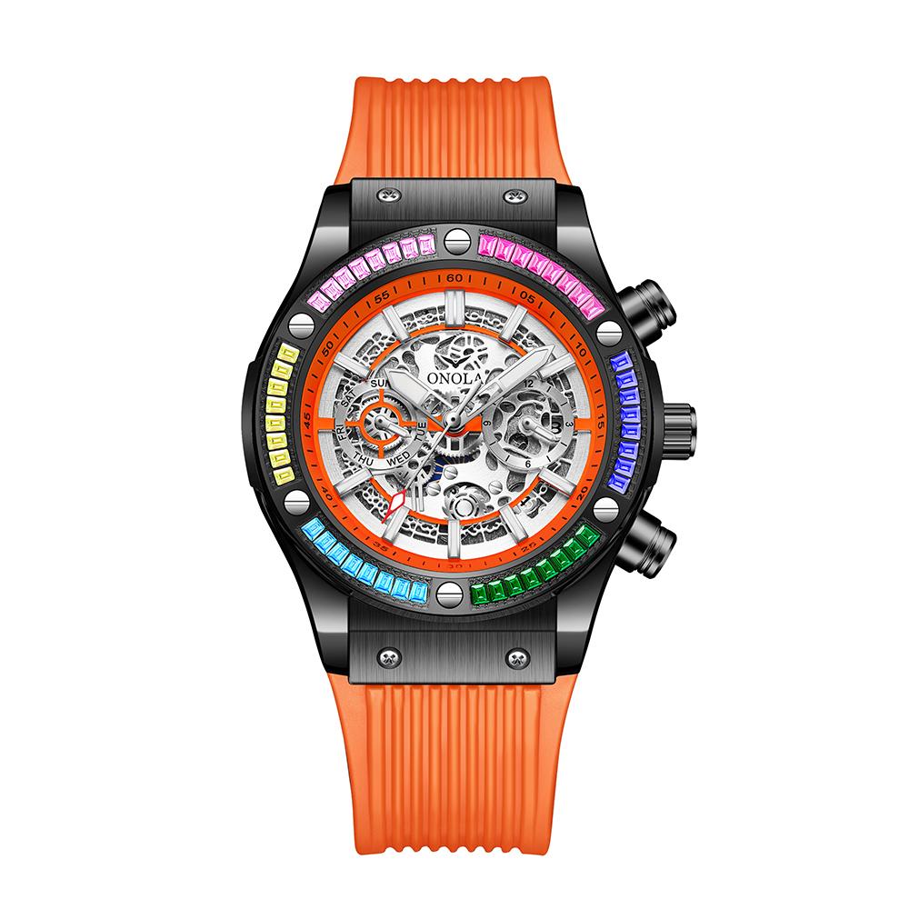 Classic Luxury Watch for Menes Multifunction Sports Waterproof Luminous Casual Clock Men Automatic Mechanical Skeleton Watches Rainbow Diamond