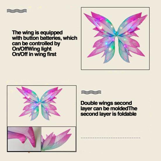 Очаровательные светящиеся крылья бабочки, светящийся костюм феи, подарок для косплея, универсальное светящееся крыло для девочек