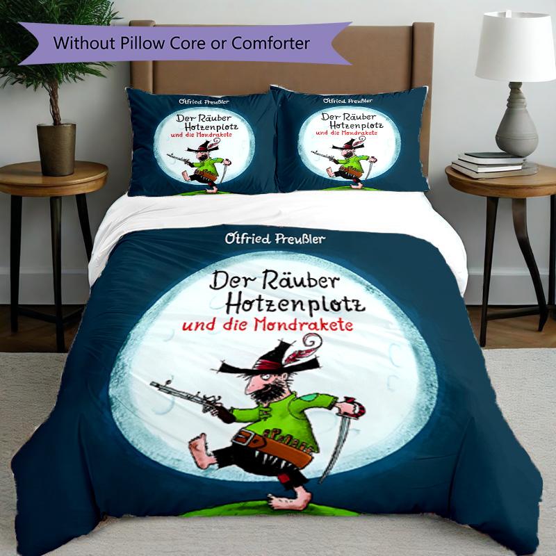 3pcs Duvet Cover Set (1*Duvet Cover + 2*Pillowcase, Without Core), Der Rauber Hotzenplotz Print Bedding Set, Bedroom Decor, All‑Season, Birthday Gift