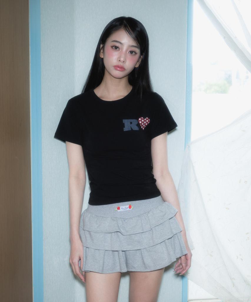 ROSEFRANTZ Dot Heart Cotton T-Shirt [Black]