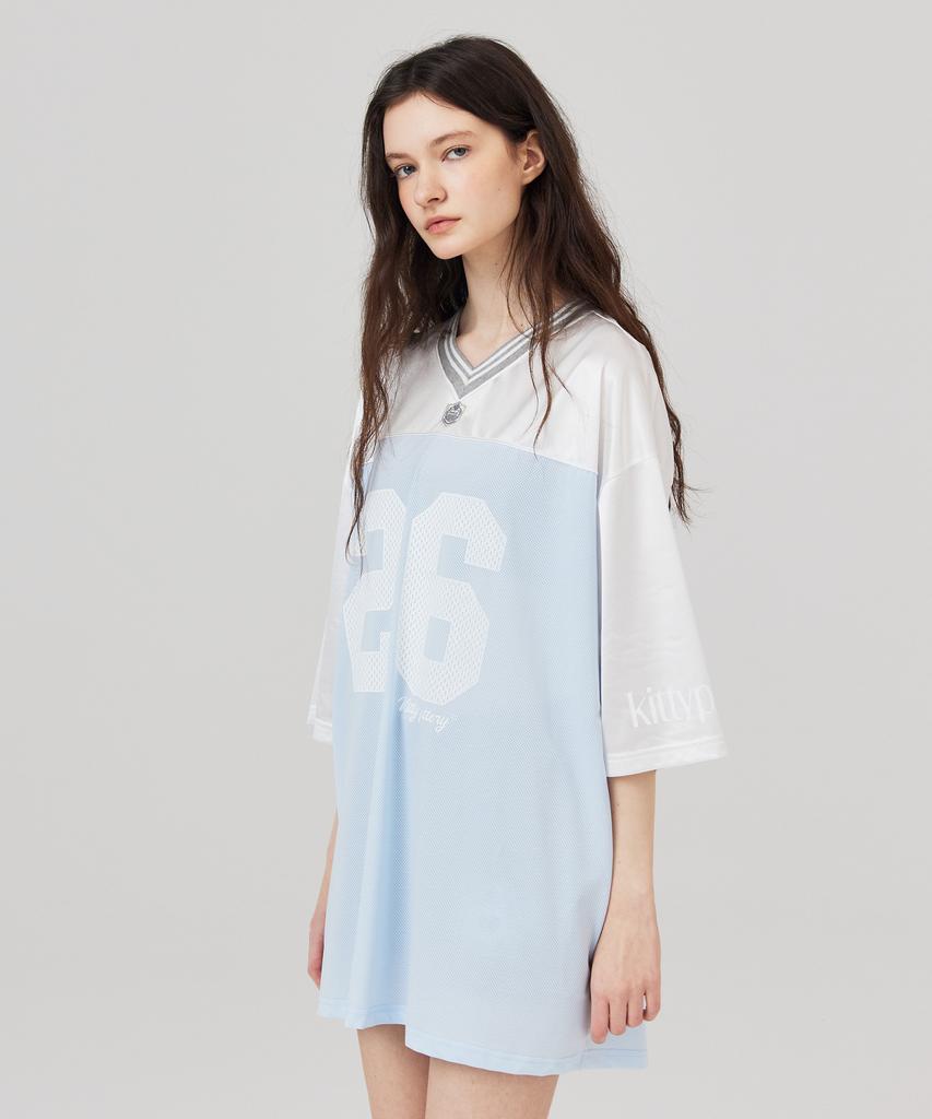 KITTY POTTERY 26 Block Oversized Short Sleeve T-Shirt Sky Blue