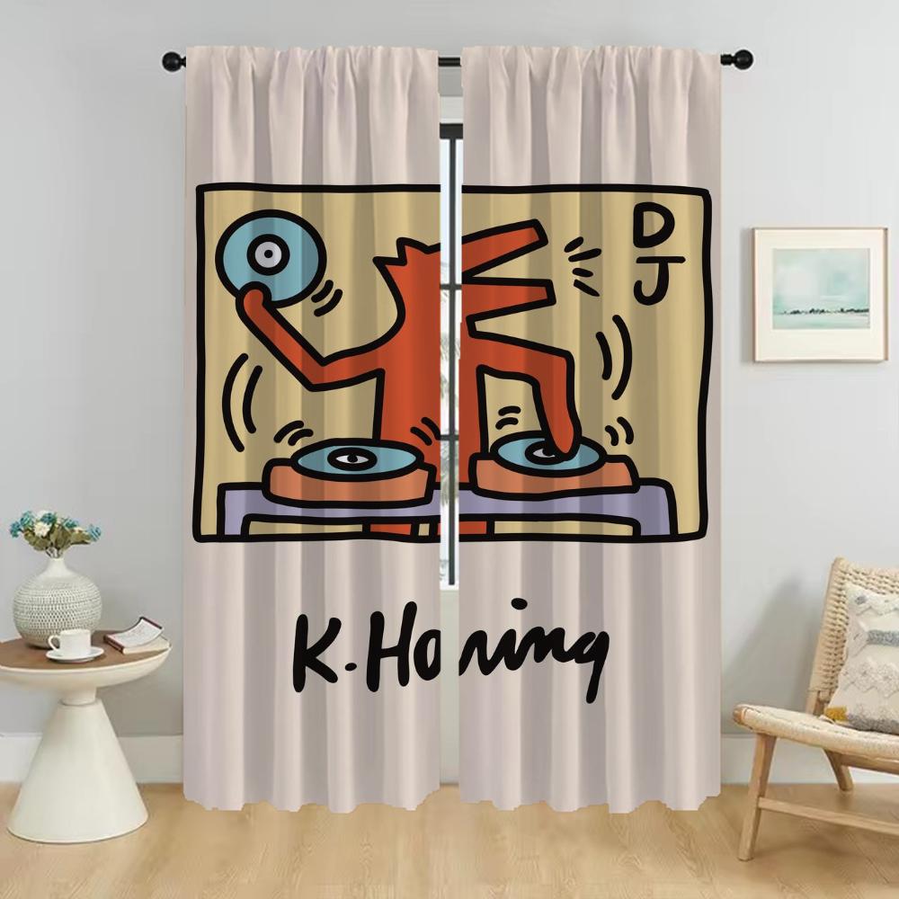 Шторы для детской комнаты Keith Harings Оконная штора для комнаты 2 панели Хэллоуин украшения жалюзи перегородка тюль для спальни гостиная