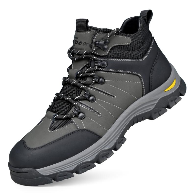 Large Genuine Leather High Top Casual Shoes Men Outdoor Travel Hiking Mountaineering Shoes Anti Slip Wear-Resistant Sneaker