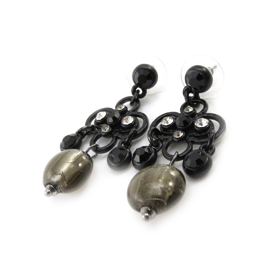 Les Trésors De Lily [J0471] - 'Mélusine' Black Grey Designer Earrings