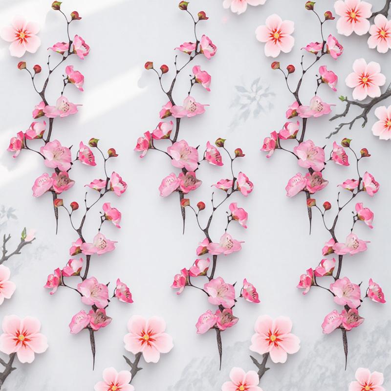 6pcs Plum Blossom Cake Decoration Flower Cupcake Toppers For Birthday Wedding Party Festival Dessert Ornament Cake Pick Pastry