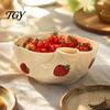 Sophisticated Ceramic Kitchen Decor Berry Washing Bowl with Drainage Holes, Fruit Essential for Lovers Rinse Basin, Colander Fresh Berries Vegetables