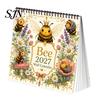 Holiday Gift for Bee Lovers 2027 Themed Desktop Calendar, Spiral Binding And Thickened Calendar Paper Planner, Decorative Monthly Agenda Daily