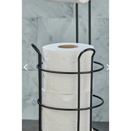 Черная круглая подставка Резервный многоцелевой держатель бумаги для туалета - черный круглый