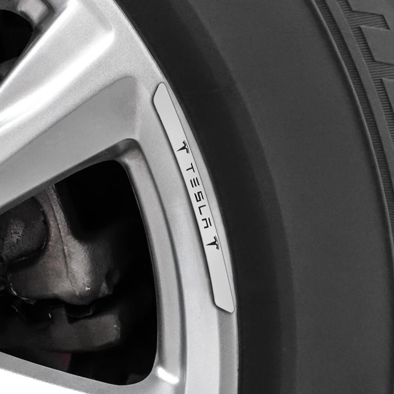 4Pcs Aluminium Car Hub Rims Sticker Decorative Decal Accessories For Tesla Model Y 3 X S Cybertruck Roadster zxs9