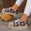 Мода 2024 года, модные женские туфли из парусины с принтом, повседневные женские кроссовки на вулканизированной платформе с противоскользящей подошвой, женские летние туфли на платформе для ходьбы