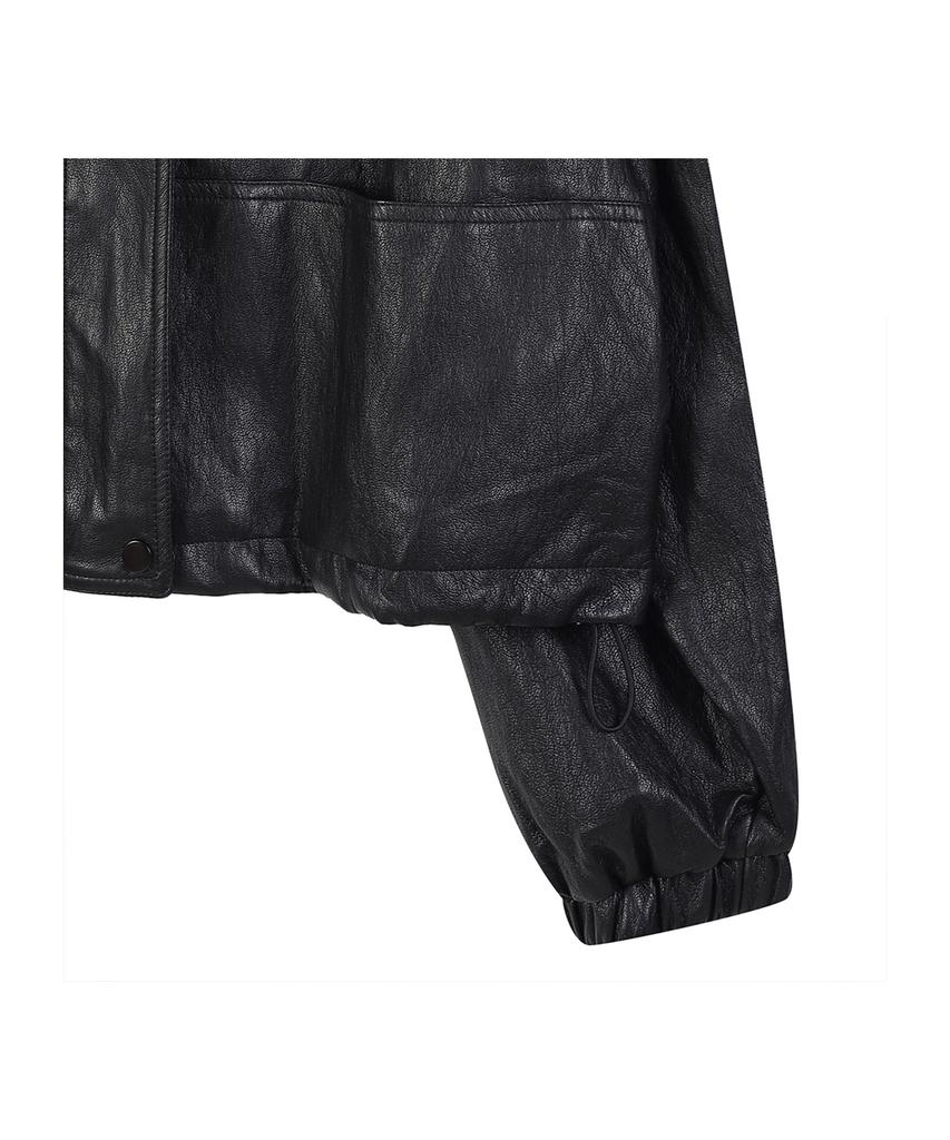 LAFELSORTOF Faux Leather Zip-Up Jacket