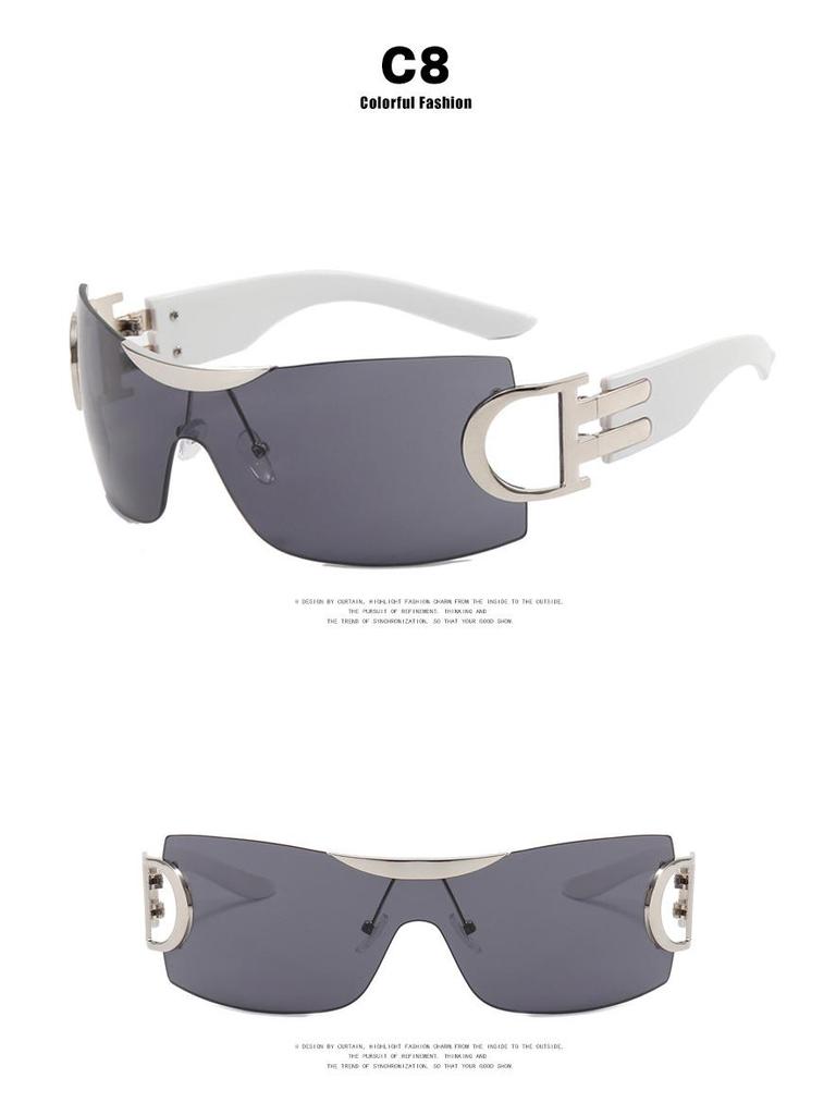 Большие безободковые солнцезащитные очки Y2K 2022 - Футуристичный спортивный дизайн