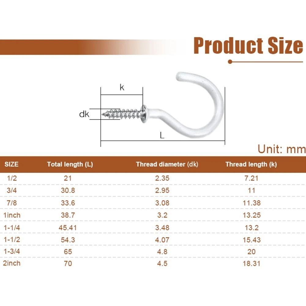 70pcs Anti-Rust Open Type Screw Eye Ring Hook Premium Metal Hardware Set Combination Kit Kitchen