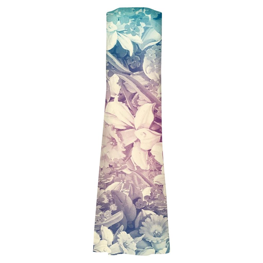 Женское повседневное удобное хлопковое карманное платье без рукавов с цветочным принтом