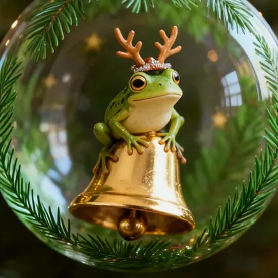 Лягушка Рождественское украшение Акриловые украшения на елку с подвесной веревкой Праздничный праздничный декор для дома и вечеринки