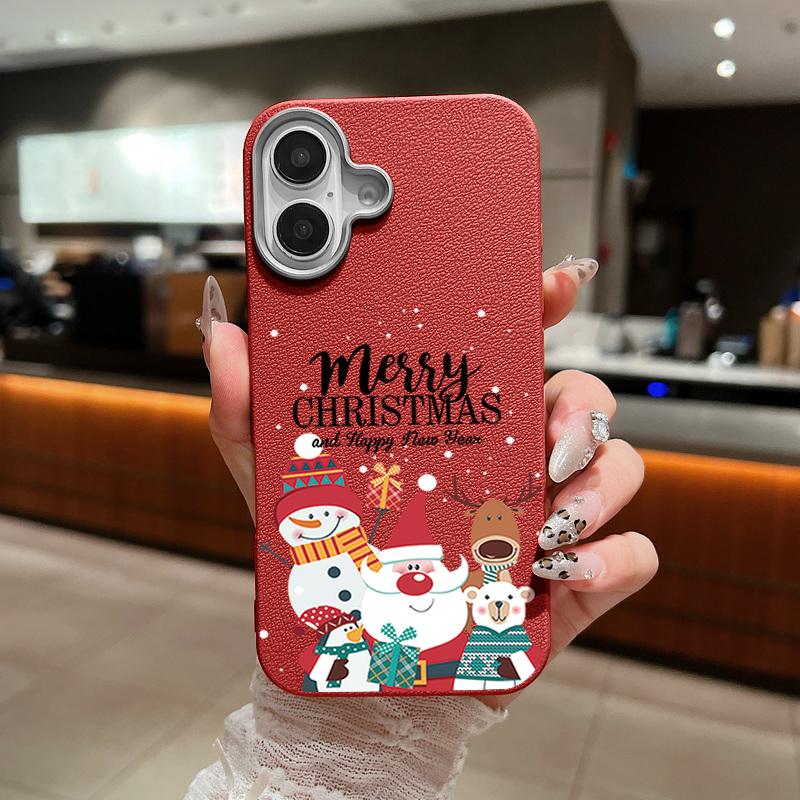 Мультяшный рождественский узор кожа текстура TPU мягкий чехол для iPhone 16 15 Pro 14 Plus 13 12 11 Pro Max Xs Max Xr 8 7 6 Plus ударопрочный тонкий чехол