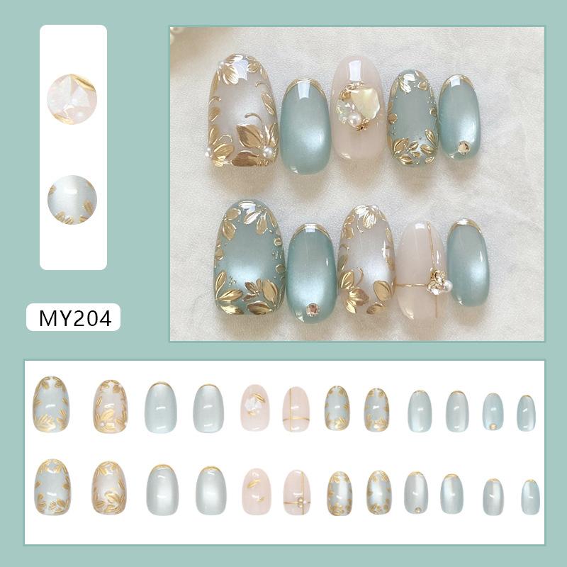 24pcs Red Love Diamond Design Press on Nails Glitter Red French Almond Fake Nails Women Wearable Gold Bow Print Y2k False Nails
