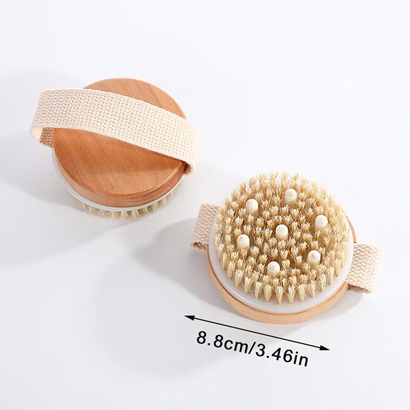 1 шт. отшелушивающая деревянная массажная щетка для тела, душевая щетка с натуральной щетиной, мягкая спа-щетка для ухода за кожей для женщин и мужчин, влажная и сухая щетка для тела