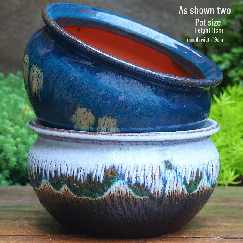 Large Handmade Coarse Pottery Plant Pot: Ceramic Orchid & Succulent Planter, Bougainvillea Zisha Jar.