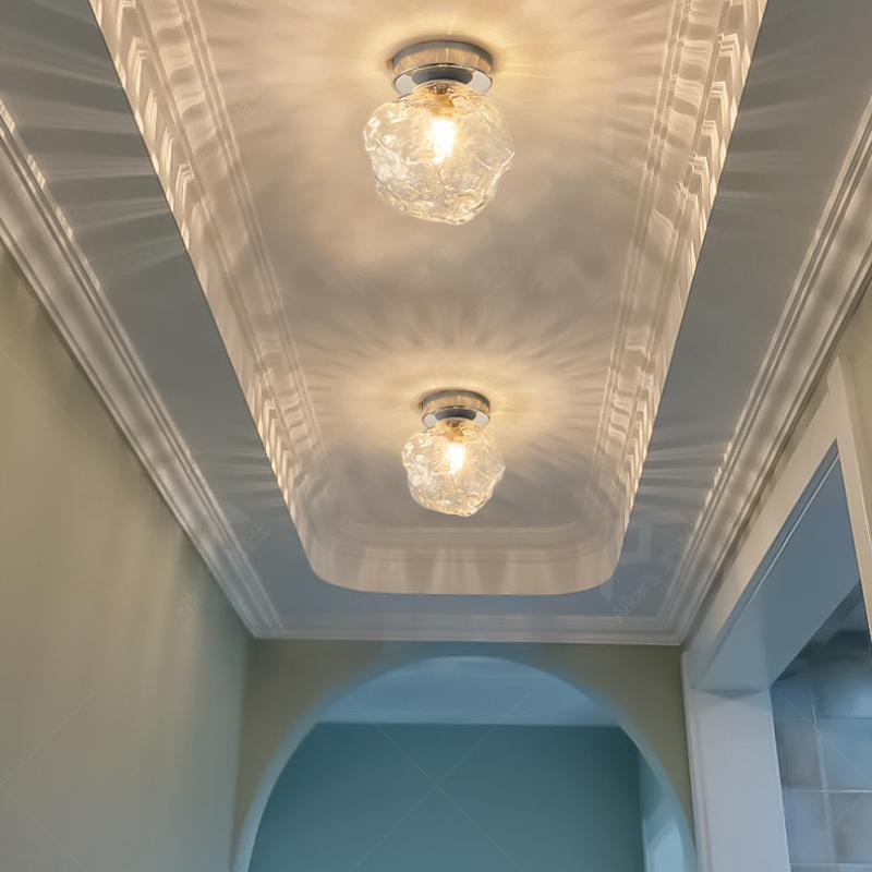 Stained Glass Ice Diamond Pendant Lamp Nordic Light Luxury Amber Glass Restaurant Ceiling Lamp Simple Home Decoration LED Luster