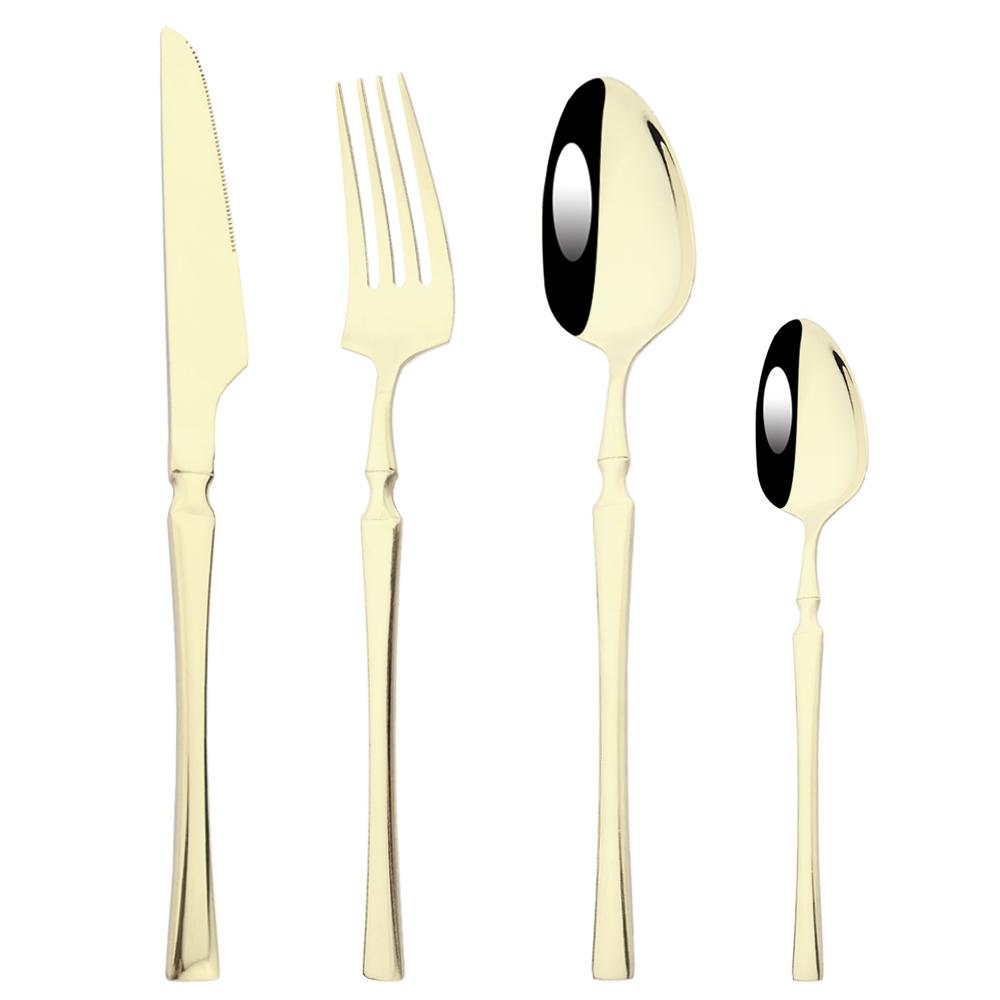 20Pcs (5set) Luxury Pink Gold Dinnerware Set Stainless Steel Flatware Cutlery Set Kitchen Fork Knife Spoon Tableware Silverware Set
