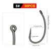 FTK 30 ШТ. 2#-8# Крючки для карповой ловли с ушком Микробородка Высокоуглеродистая сталь Рыболовные крючки Рыболовные аксессуары