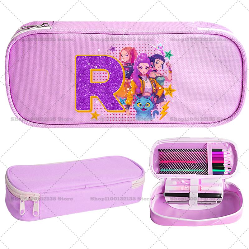 Kpop Demon Hunter Children Pencil Box Cartoon letter Student School Supplies Stationery Kids Penbag Pencilcase Kawaii Boys Gift
