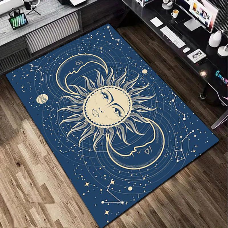 1Pc Sun and Moon Print Rug - home decoration Carpet For Living Room Bedroom Flooring Computer Chair Area Rug