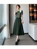 Pleated Large Swing A Word Umbrella Skirt Long Skirt Spring Summer Elastic High Waist High Temperature Pleated Retro Thin Middle Length Bustier Skirt