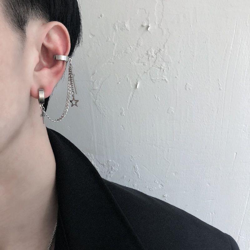 Серьги-унисекс из титановой стали Star Cross - универсальные корейские хип-хоп крутые клипсы