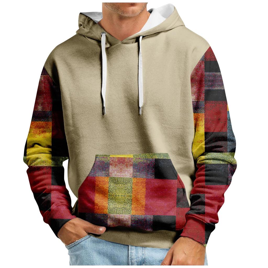 Осенний мужской свитер с большим капюшоном и цифровым принтом, новый большой базовый свитер