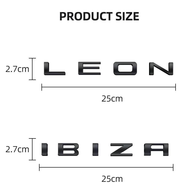 vdsh5 1pcs For Ibiza 6L 6J Letter Emblem 3D Decals Sticker Rear Trunk Badge Logo Metal Accessories For Seat Ibiza Leon Cupra Altea