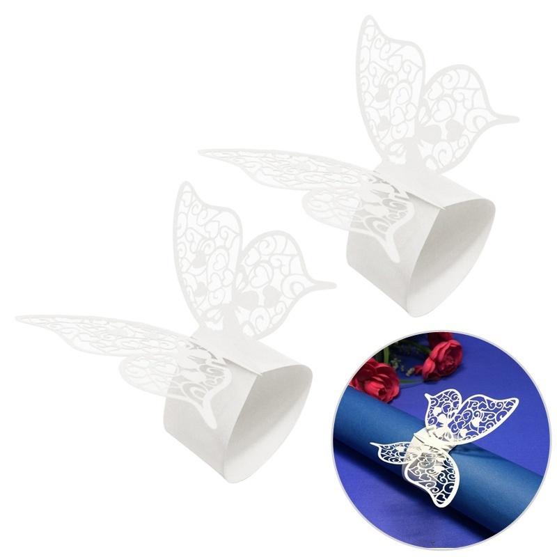 Упаковка из 12 колец для бумажных салфеток в виде бабочек для украшения свадебной вечеринки