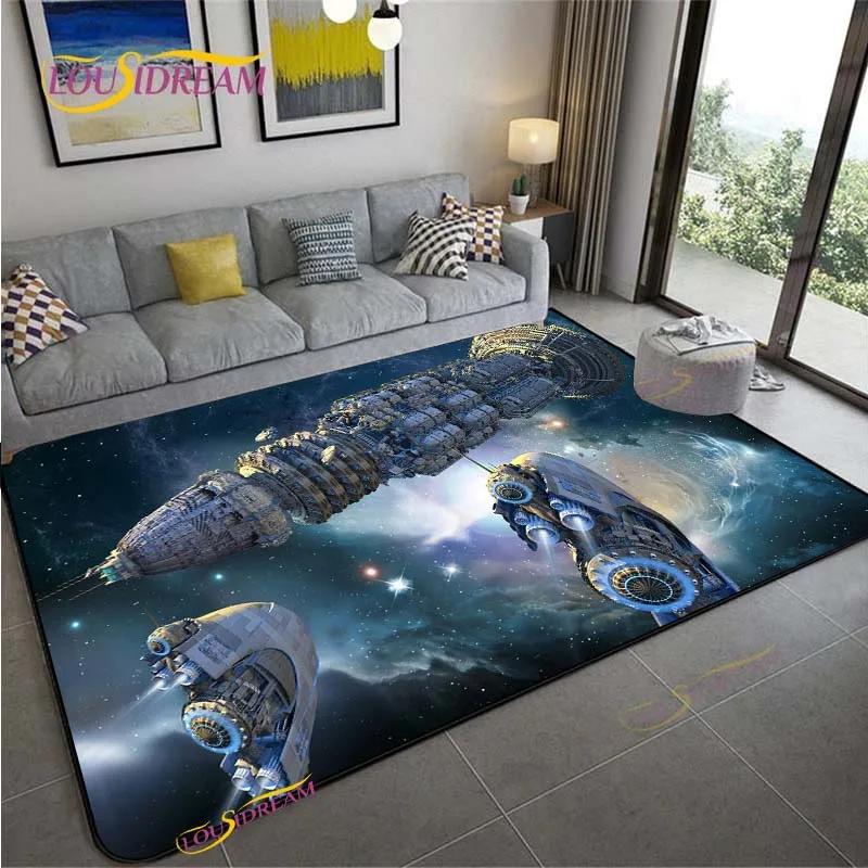 3D Ковер Космическая Станция для Гостиной Спальни Стола Кинотеатра Кухонный Дверной Детский Нескользящий Коврик для Пола Альфомбра Подарок на День рождения