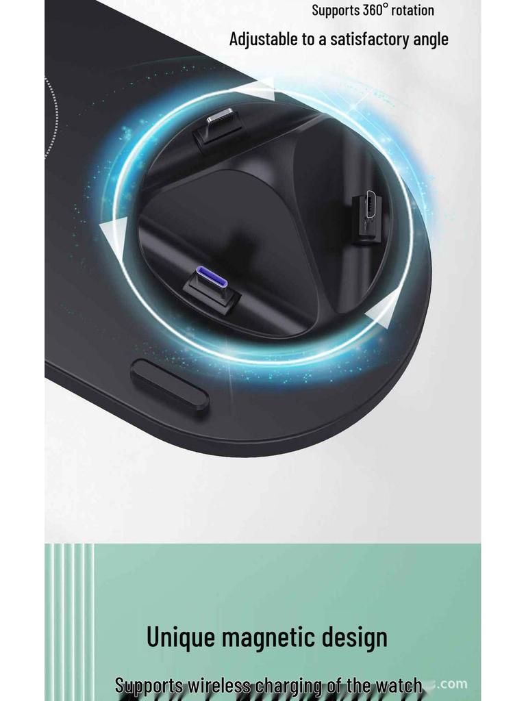 Hot-Selling Six-in-One Mobile Watch & Earphones Wireless Charger with Custom Logo