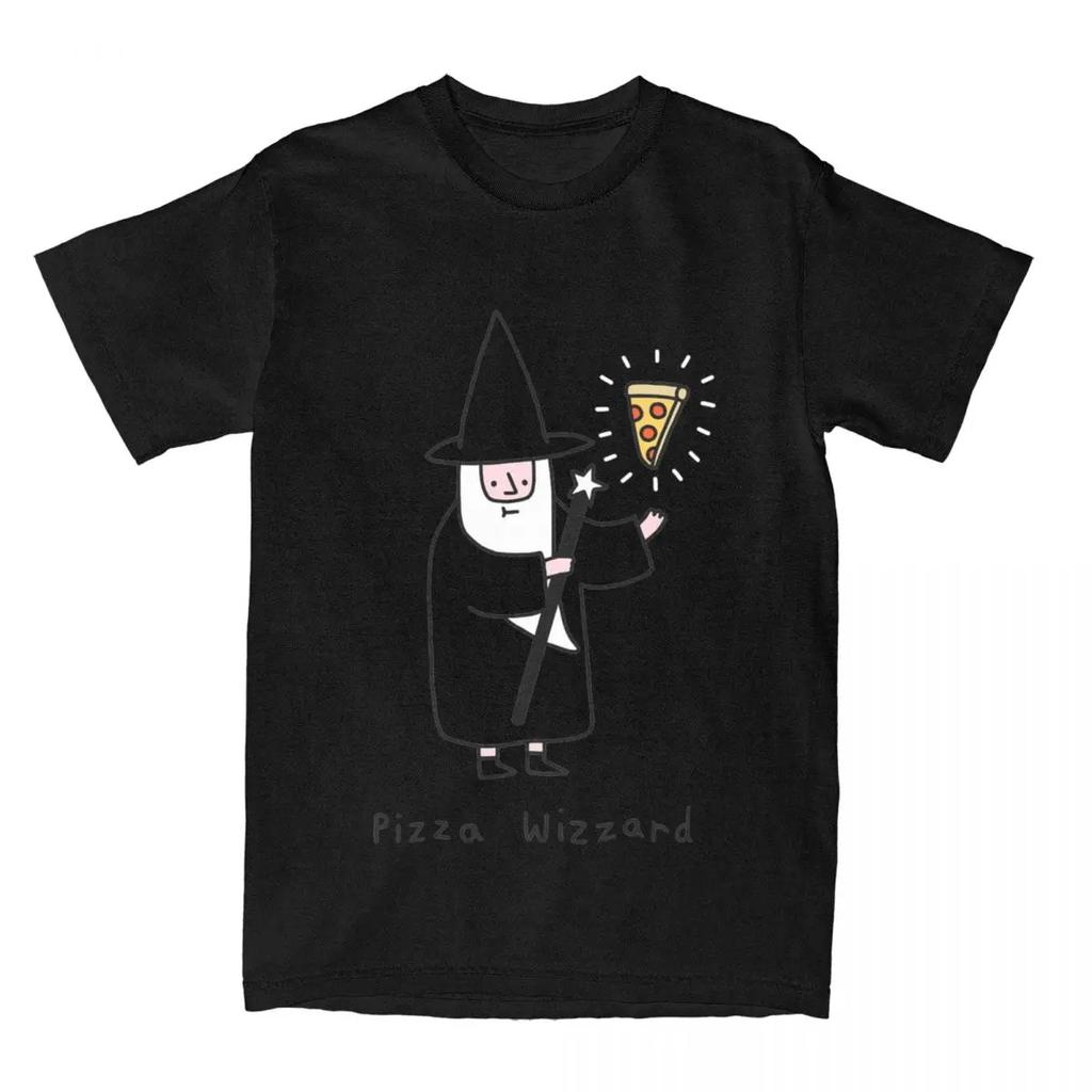 Мужская женская футболка Fantasy Pizza Wizzard Merch Funny Pizzas Lover из чистого хлопка, футболки с графическим принтом, лето